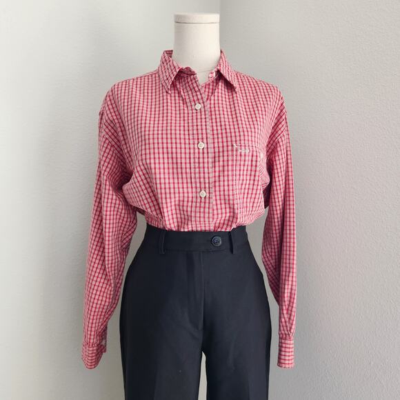 Abercrombie & Fitch Tops - Vintage 90s Abercrombie Red Plaid Cotton Flannel Button Up Shirt Long Sleeve S